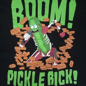 RICK & MORTY ADULT SWIM PICKLE RICK BOOM! - LARGE BLACK T-SHIRT L376